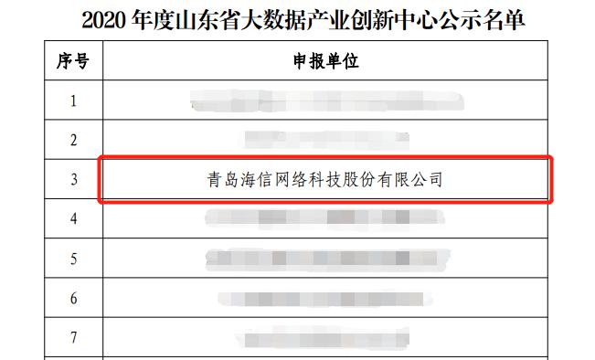 海信智慧城市大数据产业创新中心获“鲁”字号认证